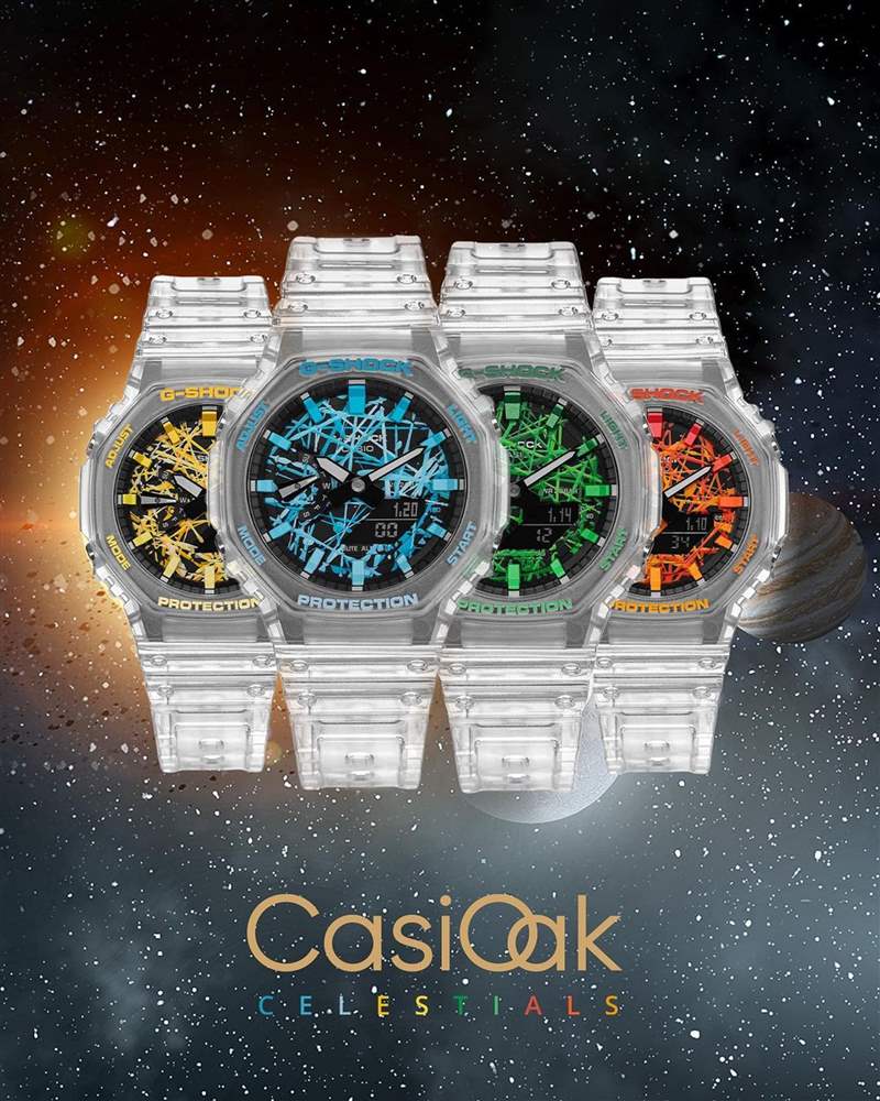 IFL Watches與The Dial Artist嶄新開發(fā)CasiOak Celestial系列，將天體主題帶入農(nóng)家橡樹手表，并用抽象手繪結(jié)合彩色詮釋不同行星。 （Source：iflwatches）