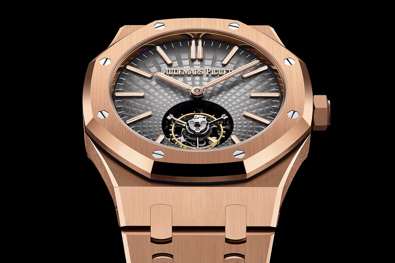 愛彼皇家橡樹自動(dòng)上鏈飛行陀飛輪玫瑰金