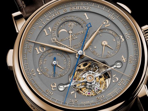 朗格·格拉蘇蒂慶祝撒克遜制表175周年灰盤陀飛輪多功能計時腕表限量50枚