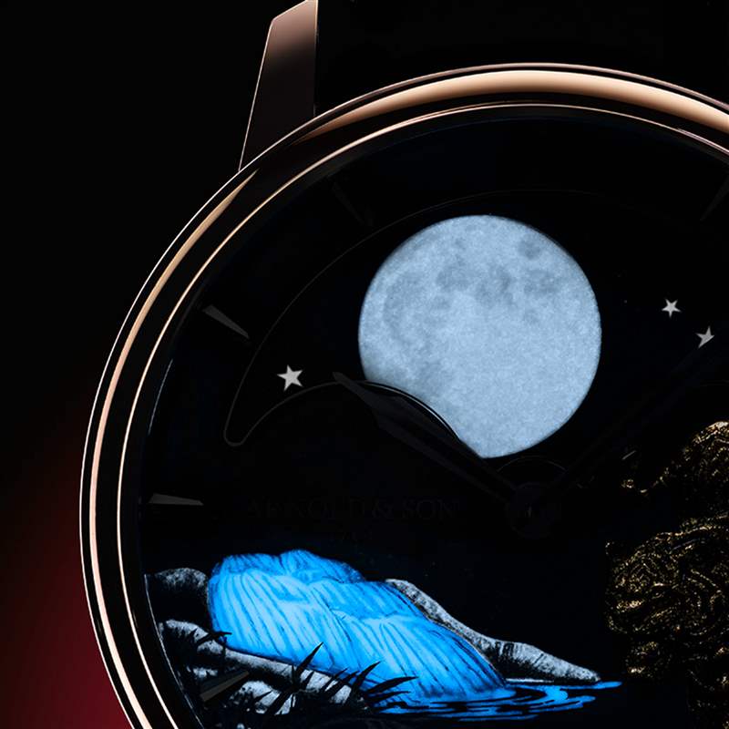 亞諾表虎年月相恒動腕表，月盤特寫