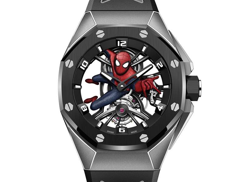 愛彼推出Royal Oak Concept Tourbillon Spider-Man蜘蛛俠主題鏤空陀飛輪腕表