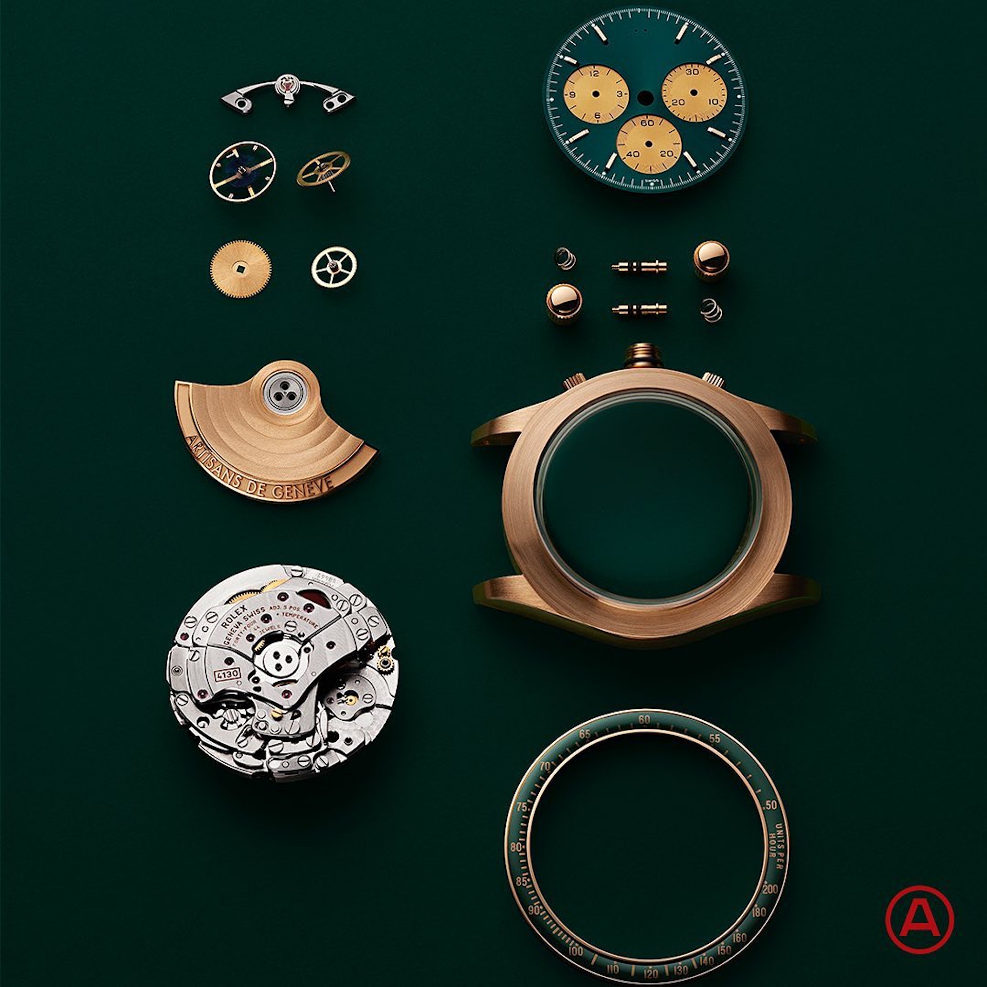 綜觀Daytona 116508 Honey Green，同樣可以找到三處Artisans de Genève精心改造的橋段，以下一一了解：（IG@artisansdegeneve）