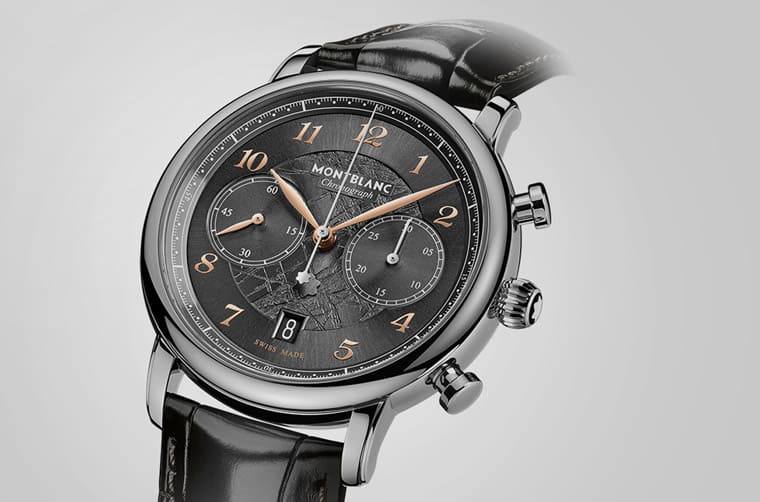 萬寶龍明星傳承系列從白朗峰花崗巖獲得靈感開創獨特霧巖灰冰川圖案面盤